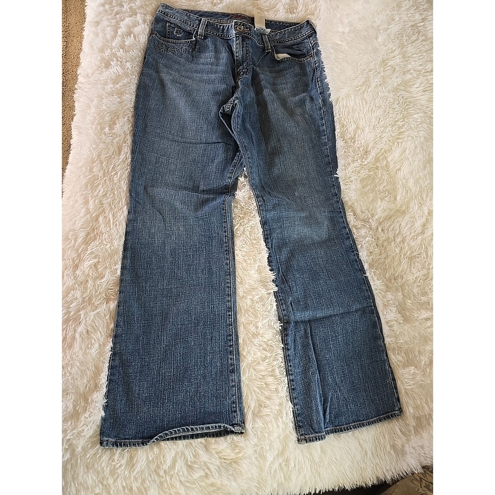 Eddie Bauer Jeans Women's Size 14 Blue Denim Flared Leg Regular Fit
